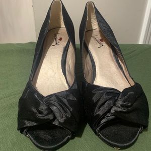 Black satin heels